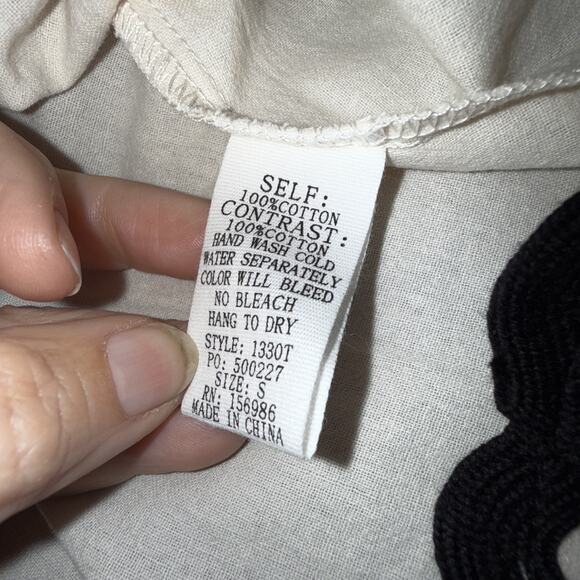 La February Women’s Oatmeal Tie Strap Boho Top Sz L 100% Cotton Style 1330T - Picture 8 of 10